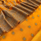 Saffron Georgette Silk suit fabric with Zari weaving