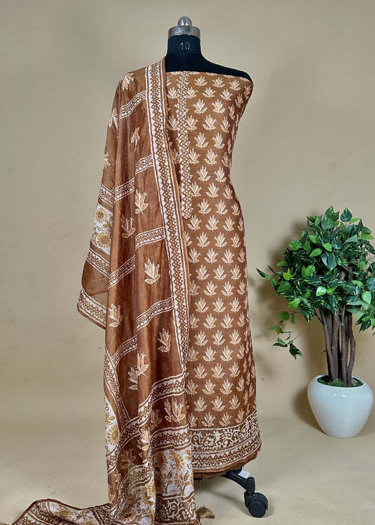 Chanderi Cotton Suit With Kantha Stitch Work