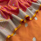 Orange Dhup Chaav Pure Katan Silk Suit Fabric With Meenakari Zari Weaving