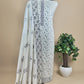 Off-White Block Printed Unstitched Suit With Dupatta