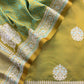 Light Green Dhup Chaav Pure Katan Silk Suit Fabric With Meenakari Zari Weaving