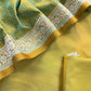 Light Green Dhup Chaav Pure Katan Silk Suit Fabric With Meenakari Zari Weaving