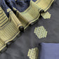 Midnight Blue Dhup chaav Pure Katan Silk Suit fabric with Meenakari zari weaving