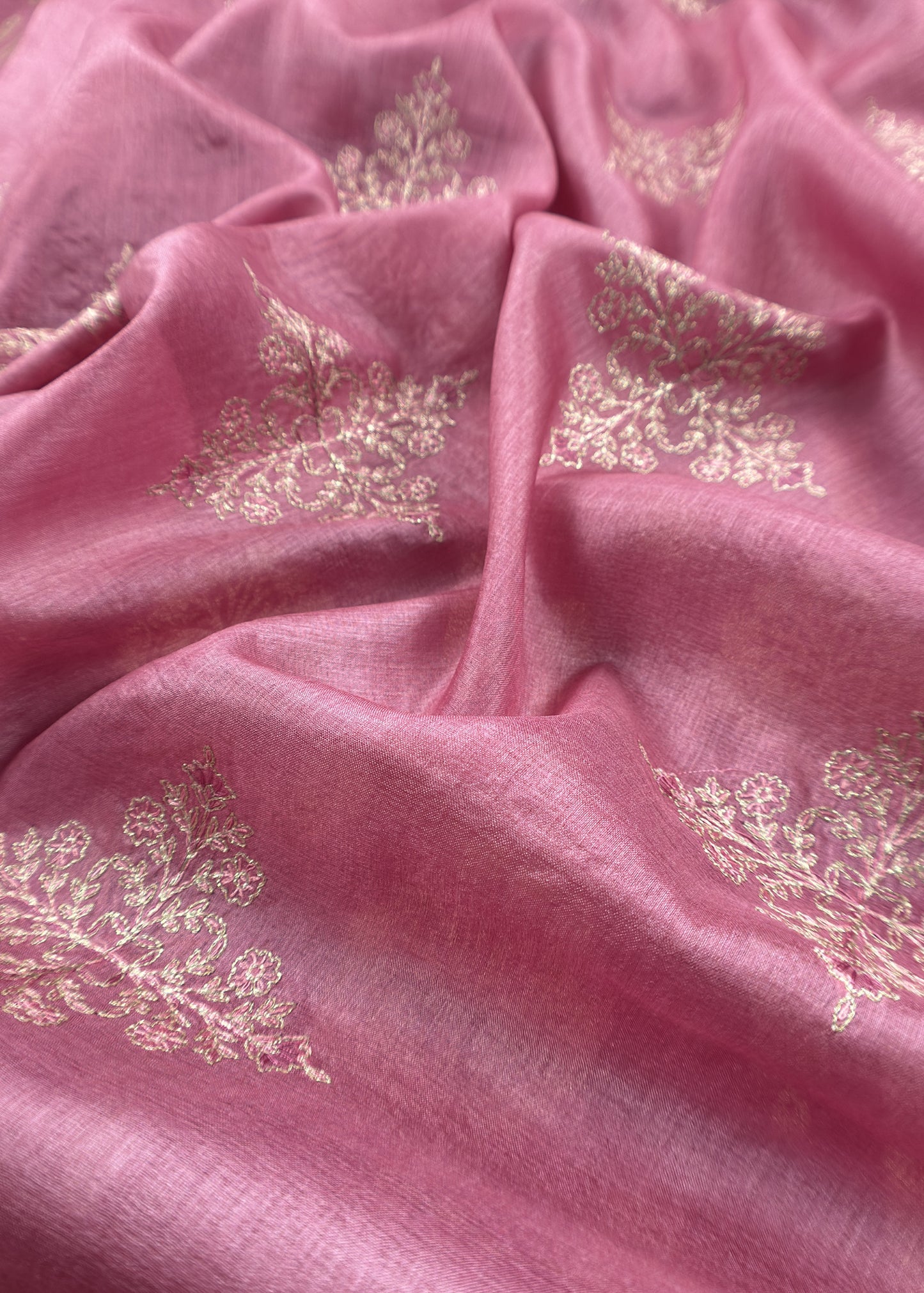 Pinkish Purple Munga Tussar Suit With Banarasi Zari Weaving and Pitta Work