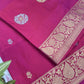 Handloom Pink Katan Silk With Kadwa Weaves