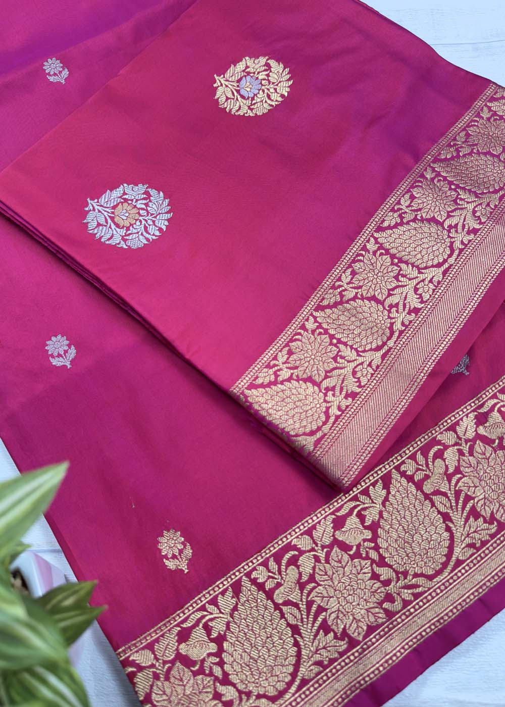 Handloom Pink Katan Silk With Kadwa Weaves