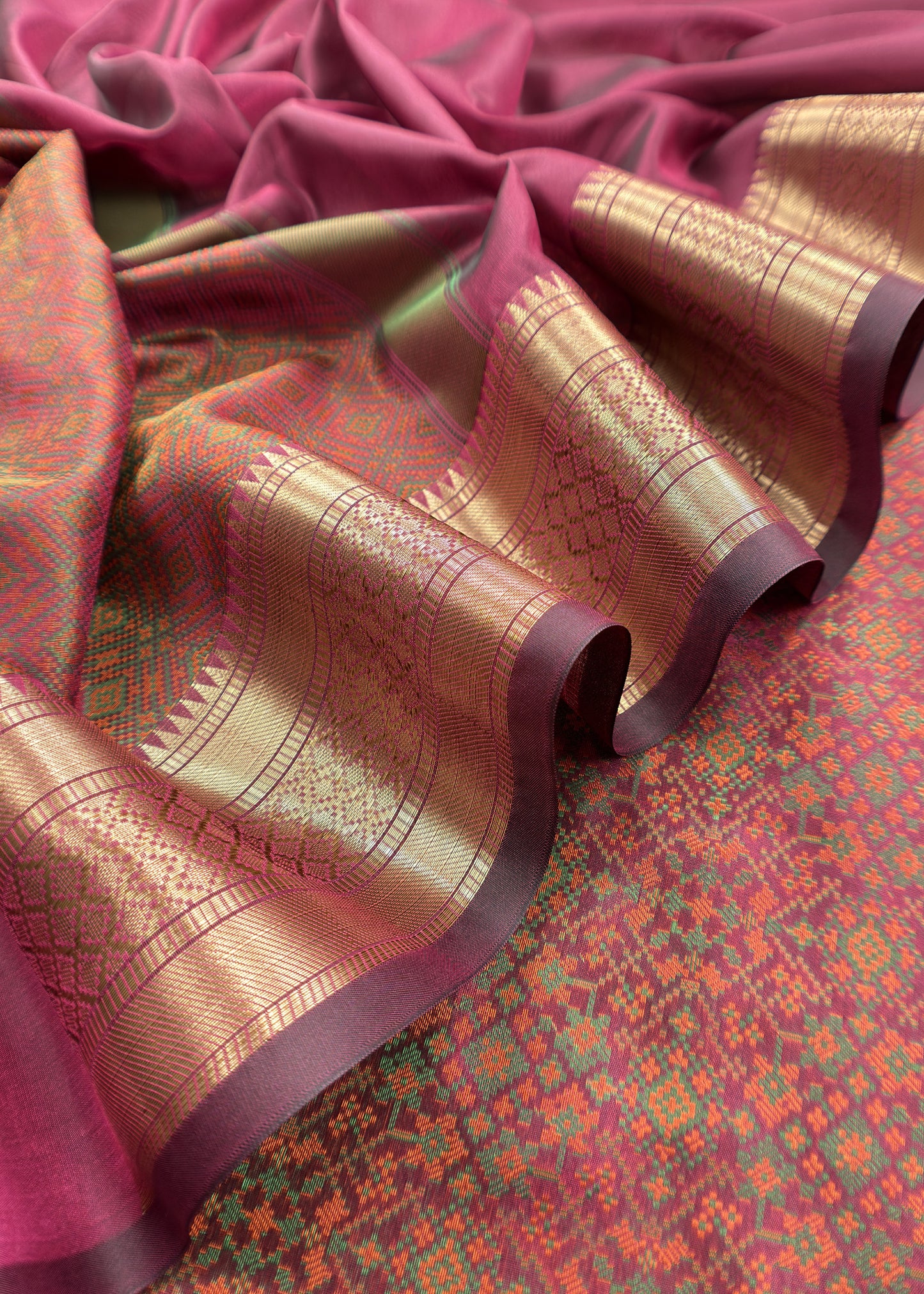Wine Pure Silk Suit with Meenakari Multicolour Weaving