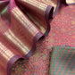 Wine Pure Silk Suit with Meenakari Multicolour Weaving