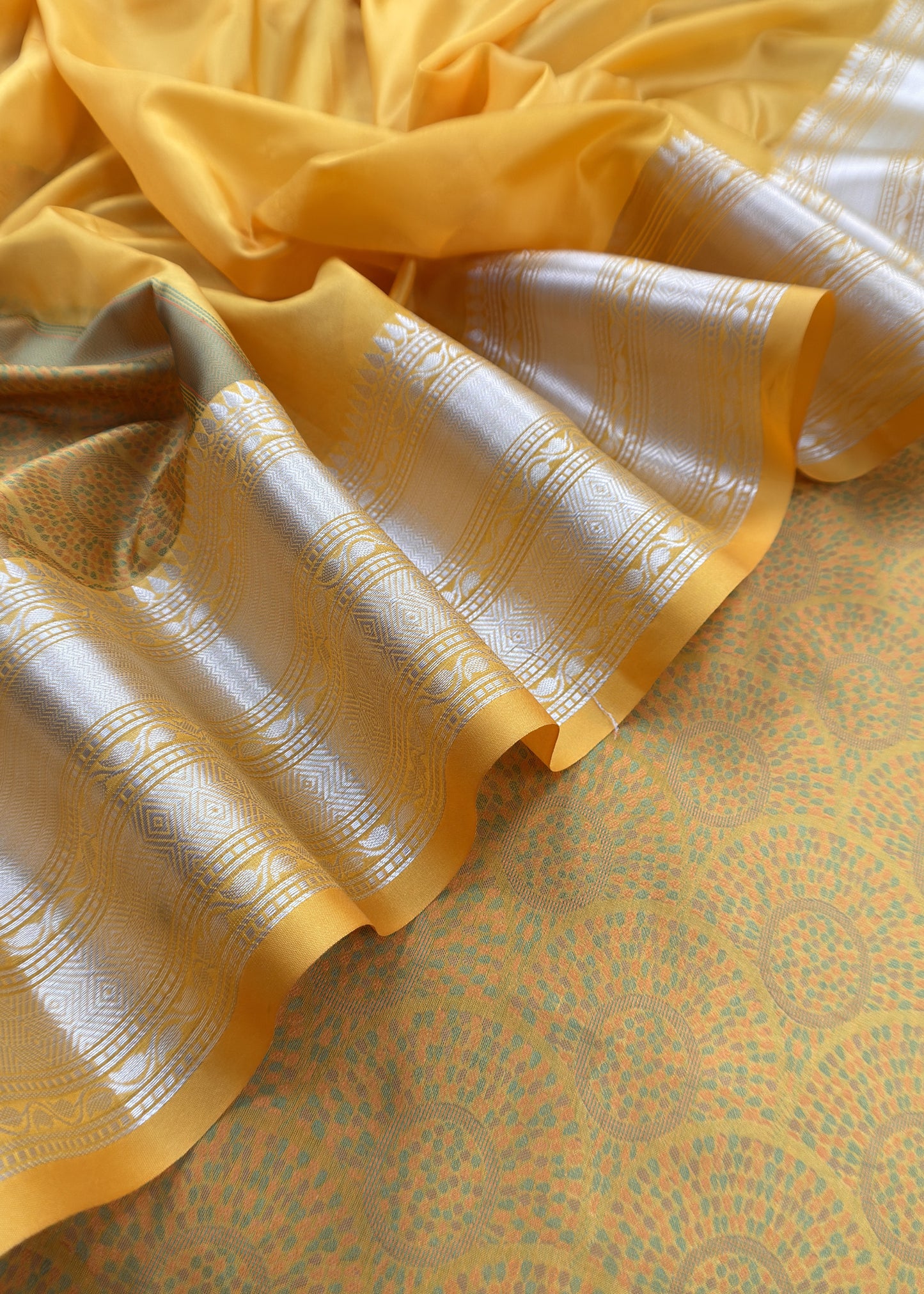 Yellow Pure Silk Suit with Meenakari Multicolour Weaving
