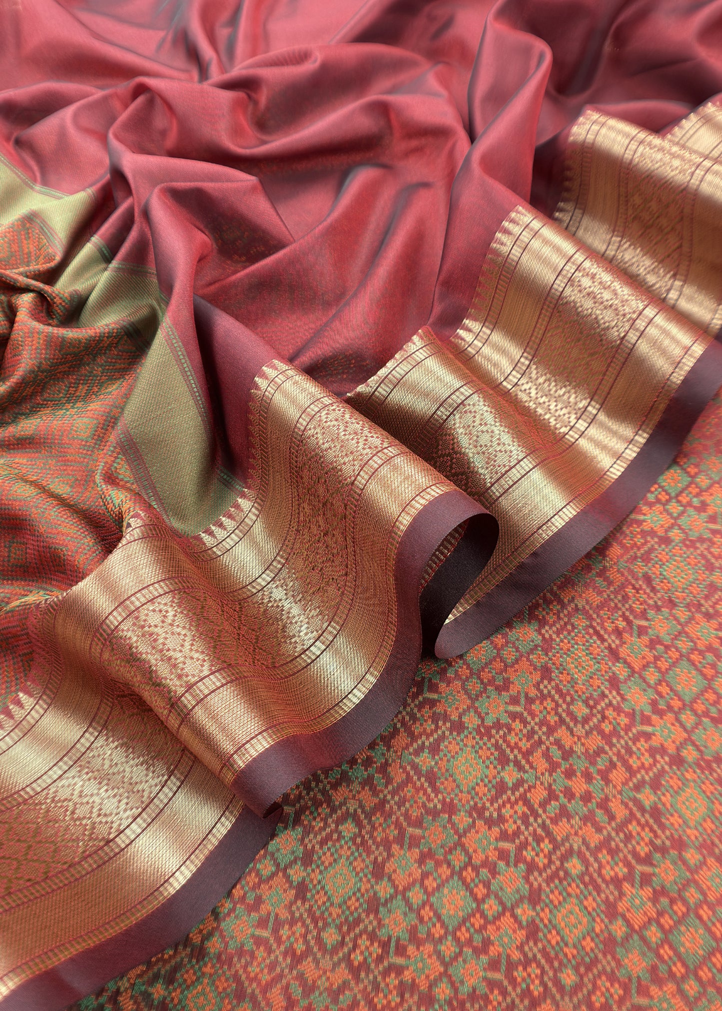 Dark wine Pure Silk Suit with Meenakari multicolour weaving