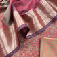 Dark wine Pure Silk Suit with Meenakari multicolour weaving