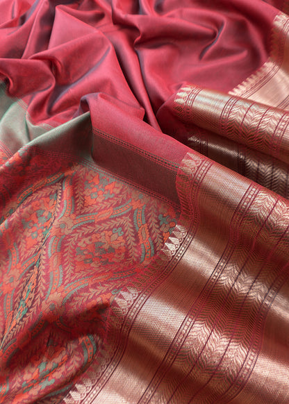 Maroon Pure Silk Suit with Meenakari Kani weaving