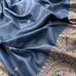 Blue Handloom Dupion Silk Suit With Kadwa Weaving