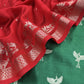Red Green Son chiraiya Pure Silk suit fabric with Gold weaving