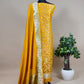 Yellow Handloom Phool-Patti Weaving Suit In Katan Silk