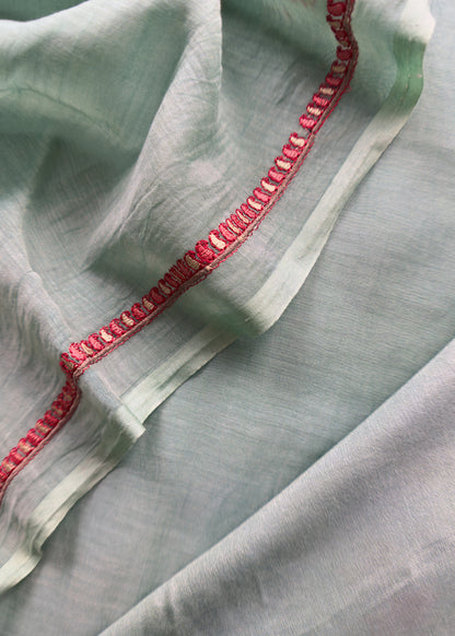 Sea Blue Summer Special Mul Chanderi Suit With Kashmiri Embroidery