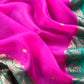 Pine Green And Pink Handloom Raw Silk Suit With Kora Silk Dupatta