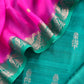 Pine Green And Pink Handloom Raw Silk Suit With Kora Silk Dupatta