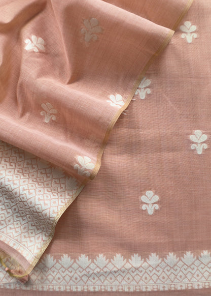 linen chanderi suit with jamdani weaving

