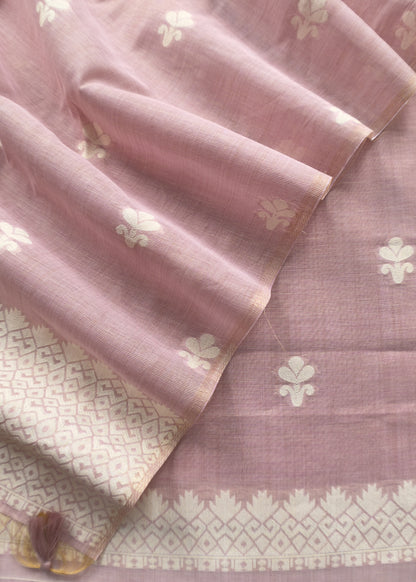 linen chanderi suit with jamdani weaving

