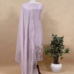 Garden Of Dreams Dusty Lilac Handloom Organza Silk Suit With Appliqué Work And 3d French Embroidery