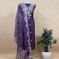 Violet Tussar Silk Unstitched Suit With Pitta Work