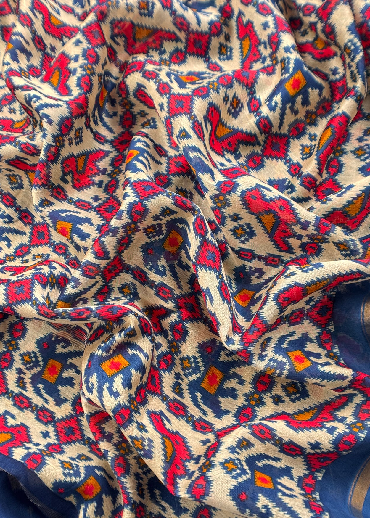 Blue Patola Maheshwari Silk Suit Set