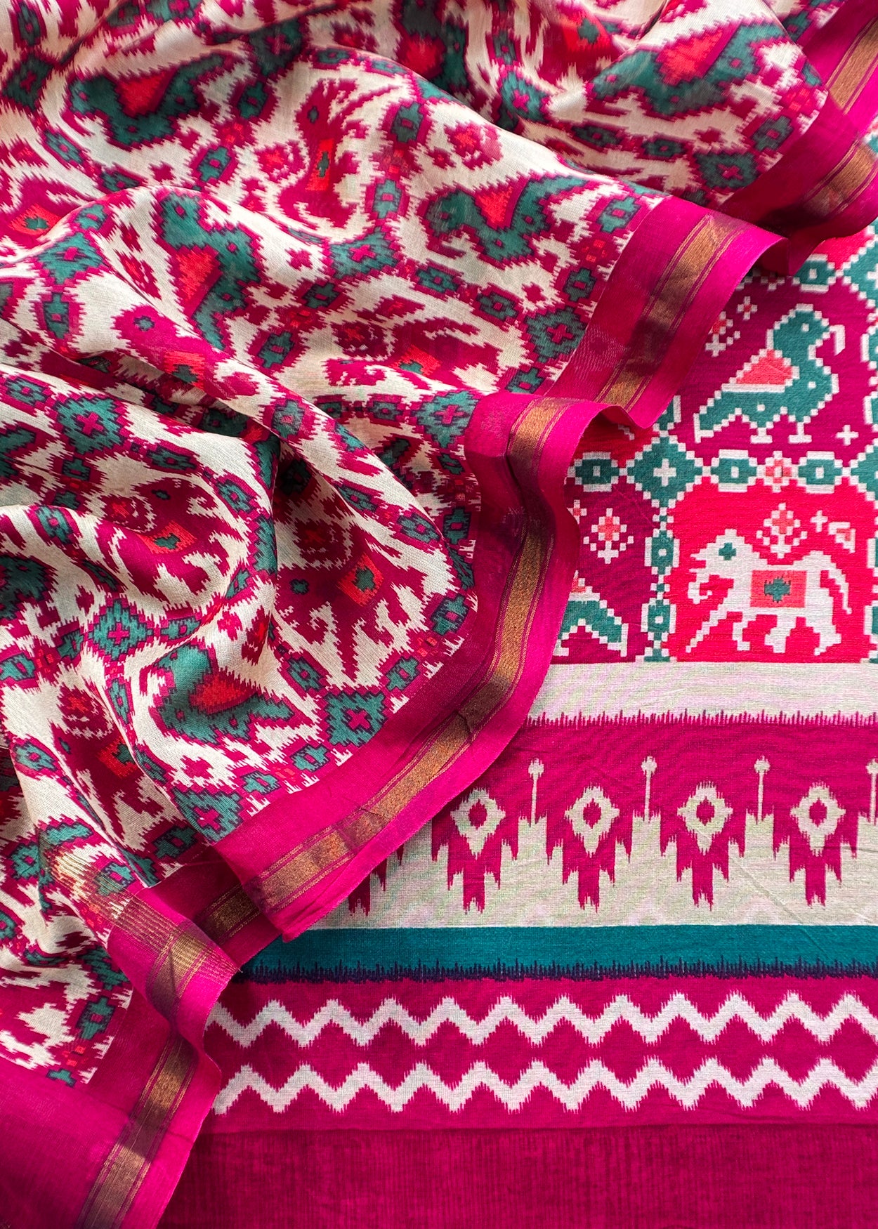 Pink Patola Maheshwari Silk Suit Set