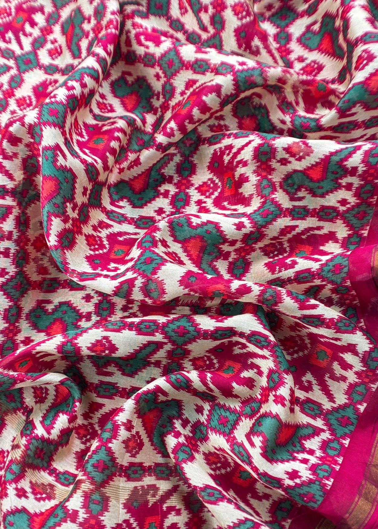 Pink Patola Maheshwari Silk Suit Set