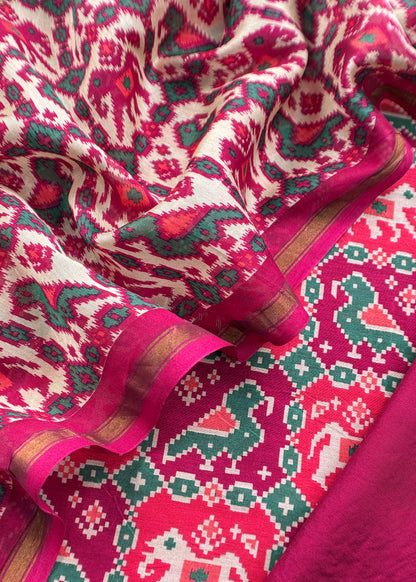 Pink Patola Maheshwari Silk Suit Set