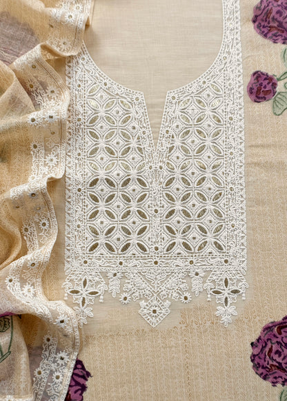 Premium quality mulmul unstitched suit with dupatta

