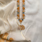Off White Jamdani Suit With Orange Lilies In Chanderi Fabric