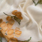 Off White Jamdani Suit With Orange Lilies In Chanderi Fabric