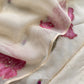 Off White Jamdani Suit With Pink Lilies In Chanderi Fabric