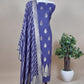 Blue Handloom Munga Silk Suit With Zari Weaving