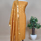 Yellow Handloom Munga Silk Suit With Zari Weaving