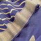 Blue Handloom Munga Silk Suit With Zari Weaving