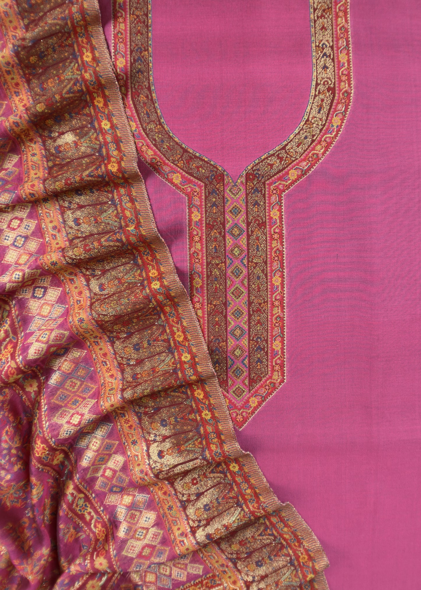 Handwoven Kani Silk Unstitched Suit