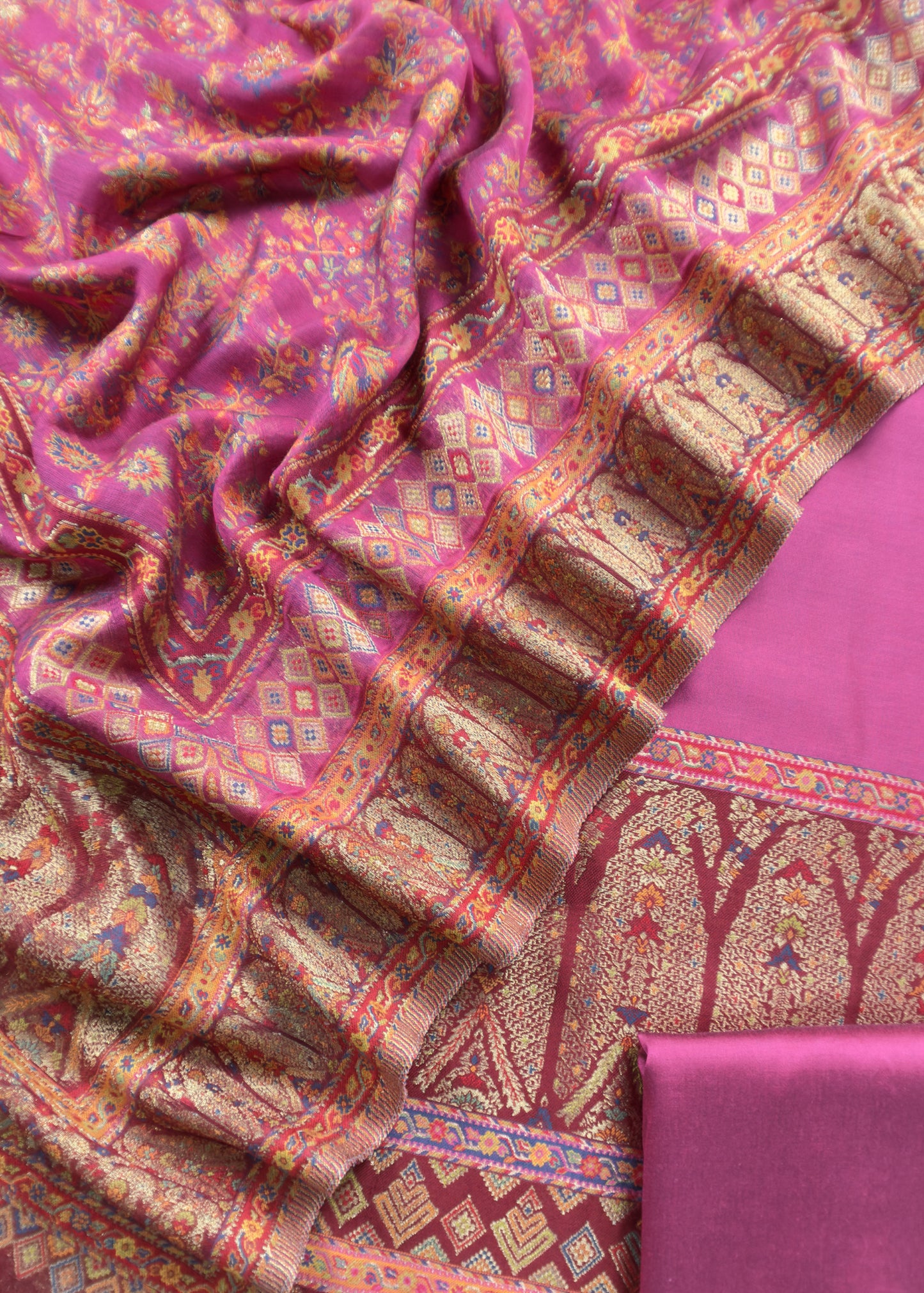 Handwoven Kani Silk Unstitched Suit