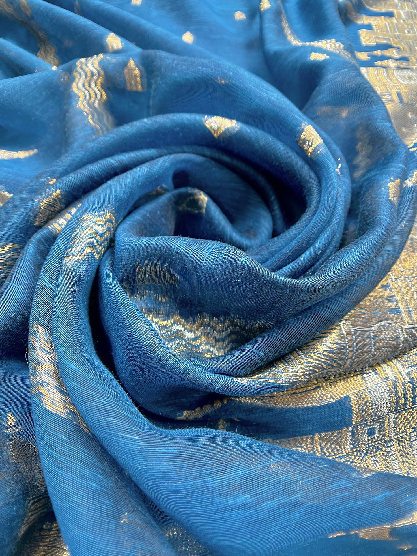 Blue Premium Cotton Silk Suit With Kani Zari Weaving