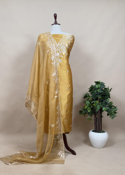 Tussar unstitched suit set at the best price

