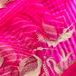 Pink Pure Lehariya Silk Suit With Kora Silk Dupatta