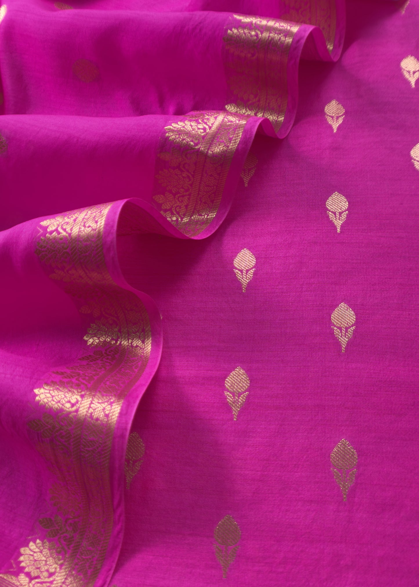 Pink Handloom Munga Silk Suit With Zari Weaving