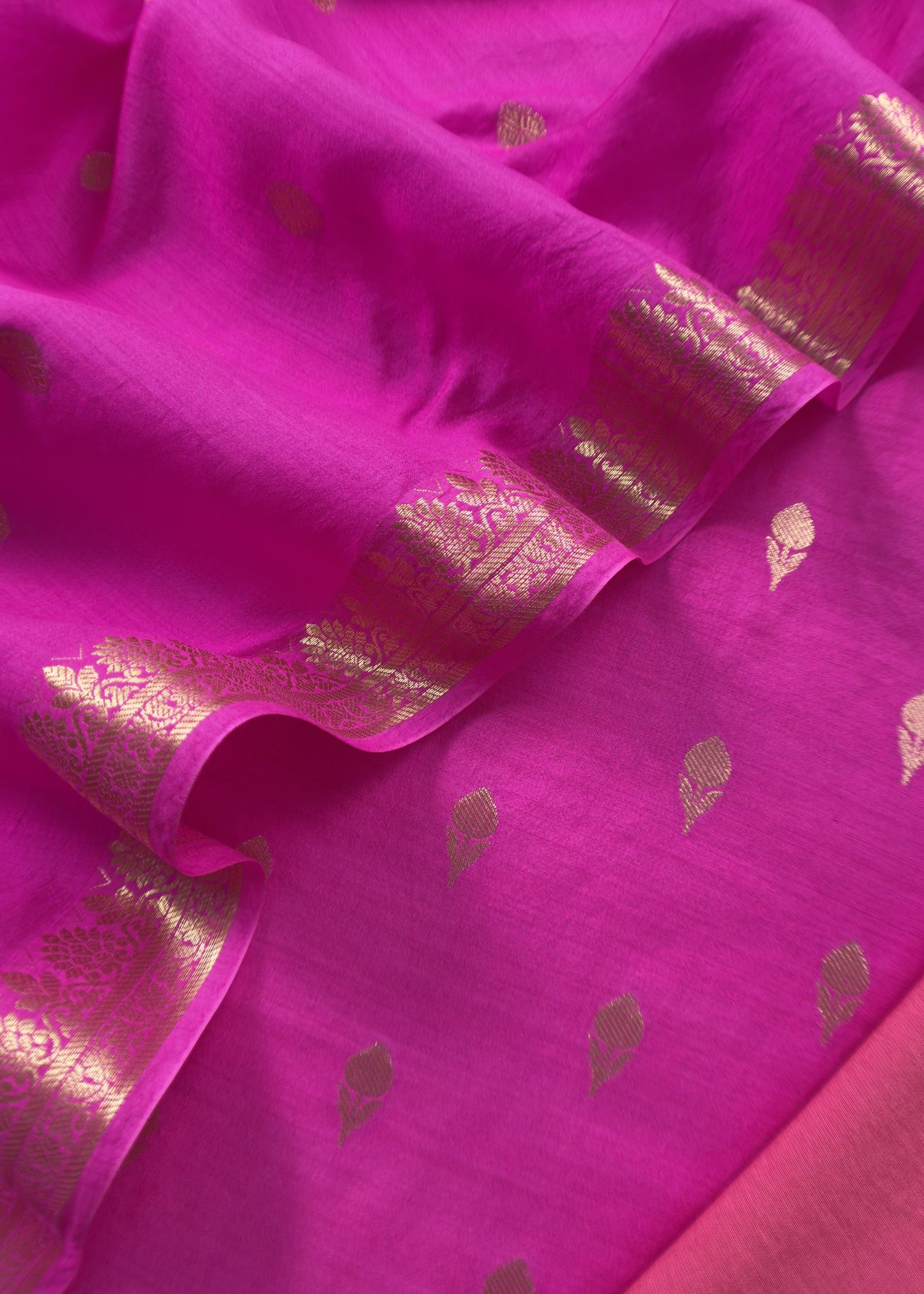 Pink Handloom Munga Silk Suit With Zari Weaving