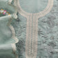 Blue Parsi Thread Embroidery Pure Organza Unstitched Suit With Dupatta