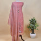 Flamingo Pink Kantha Embroidered Pichwai Suit With Jamdani Weaving