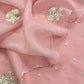 Pink Handloom Organza Silk Unstitched Suit With Gota Handwork