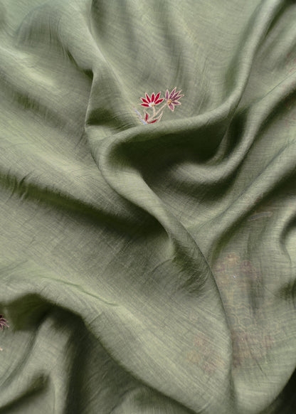 Chanderi unstitched suit with dupatta


