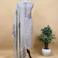 Blue Jamdani Weaved Muslin Suit With Kantha Embroidery