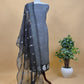 Black And White Embroidered Unstitched Suit In Handloom Organza Silk
